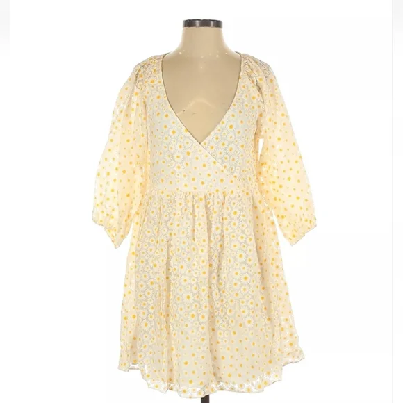 ARITIZA Sunday Best Bonita  Yellow White Daisy Babydoll  Cottagecore Dress S - Picture 4 of 10